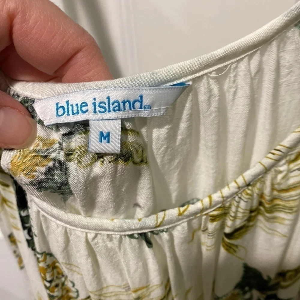 Blue Island Pineapple Ruffle Hem Swim Coverup EUC